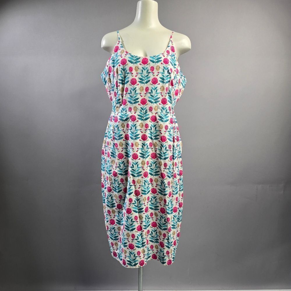 Ann Taylor Pink and Blue Floral Midi Dress R8